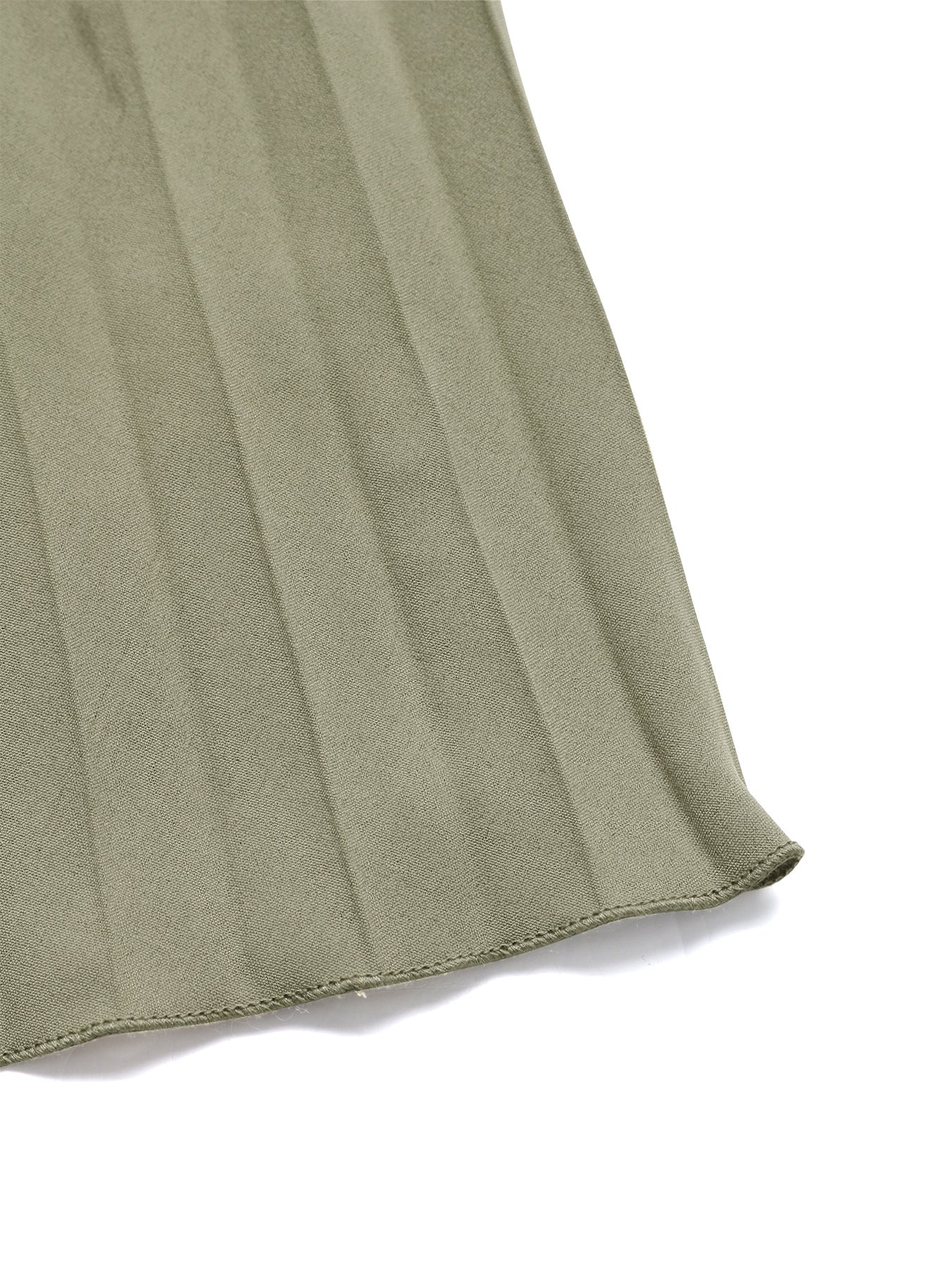 Solid Pleated V-Neck Dress Lantern Sleeve Elegant