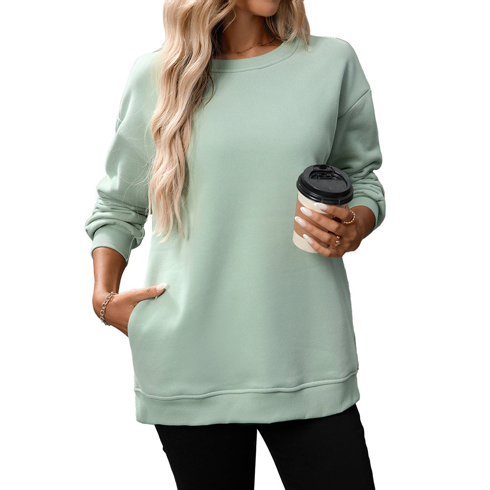 Trendy Y2K Fleece Pullover Sweatshirt – Fall/Winter Casual Top