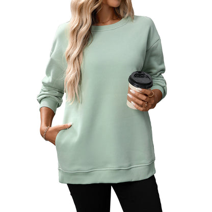 Trendy Y2K Fleece Pullover Sweatshirt – Fall/Winter Casual Top