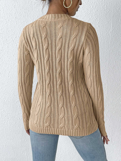 Women's Crew Neck Bottom Shirt Hand Hook Splicing Sweater