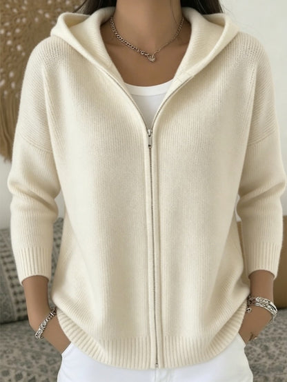 Women's Oversized Hooded Zip Cardigan Sweater Solid