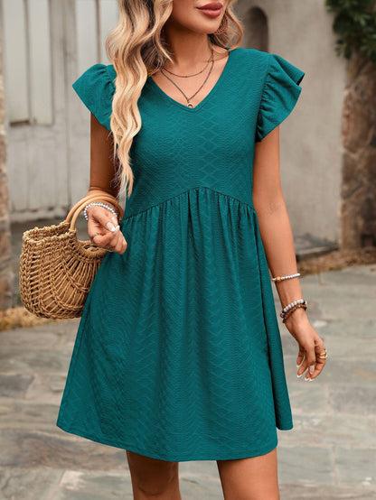 Floral Print V Neck Ruffle Sleeve Loose Blouse