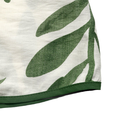Summer Halter Dress Green Leaf Print Waist-Cinch Vacation Dress