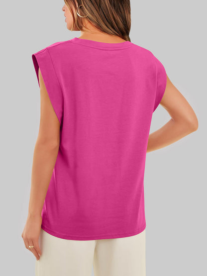 Casual Sleeveless Crew Neck Loose Tank Top