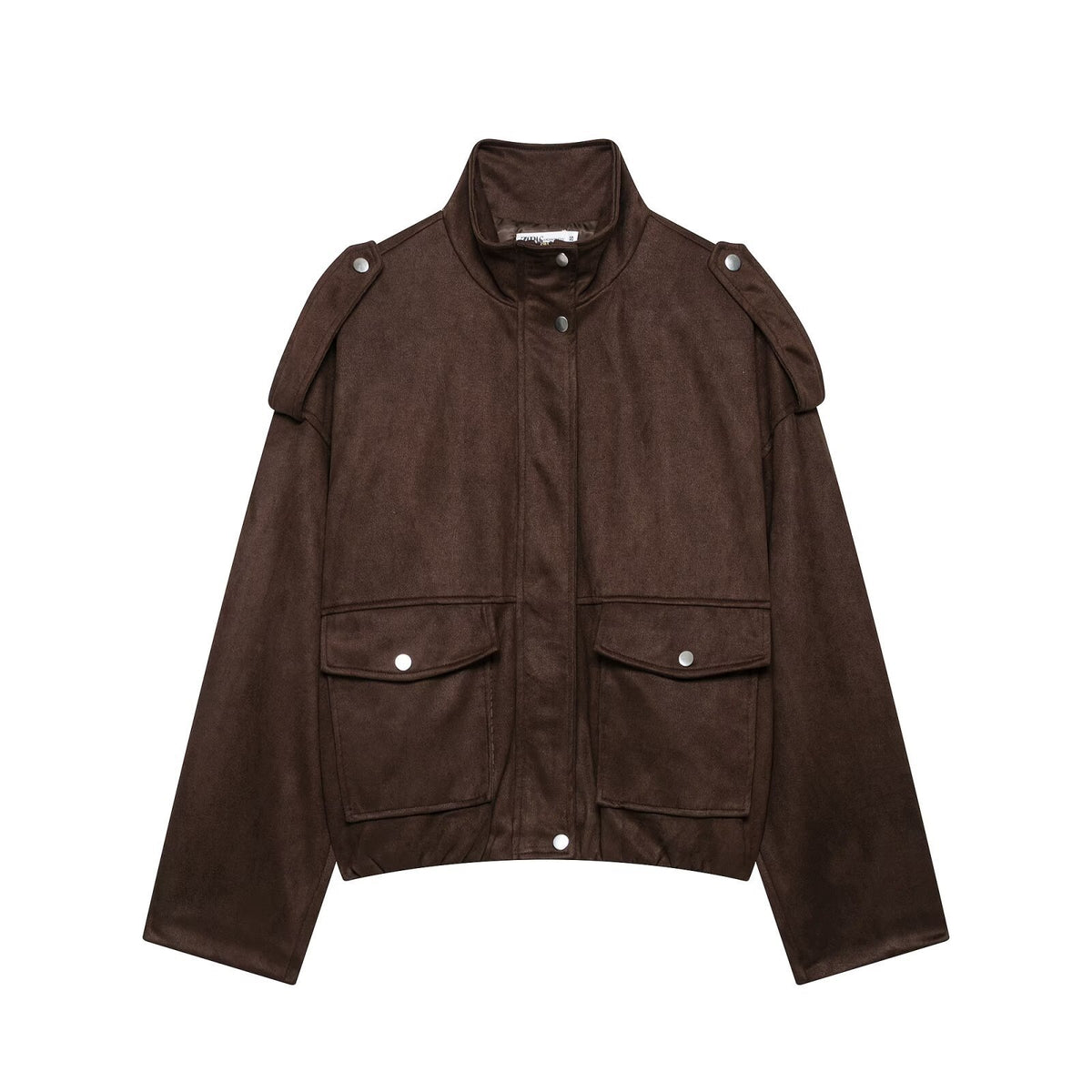 Women's Oversized Faux Suede Bomber Jacket Vintage
