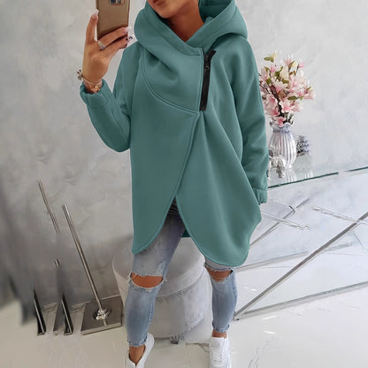 Women's Oversized Fleece Zip Hoodie Sweatshirt
