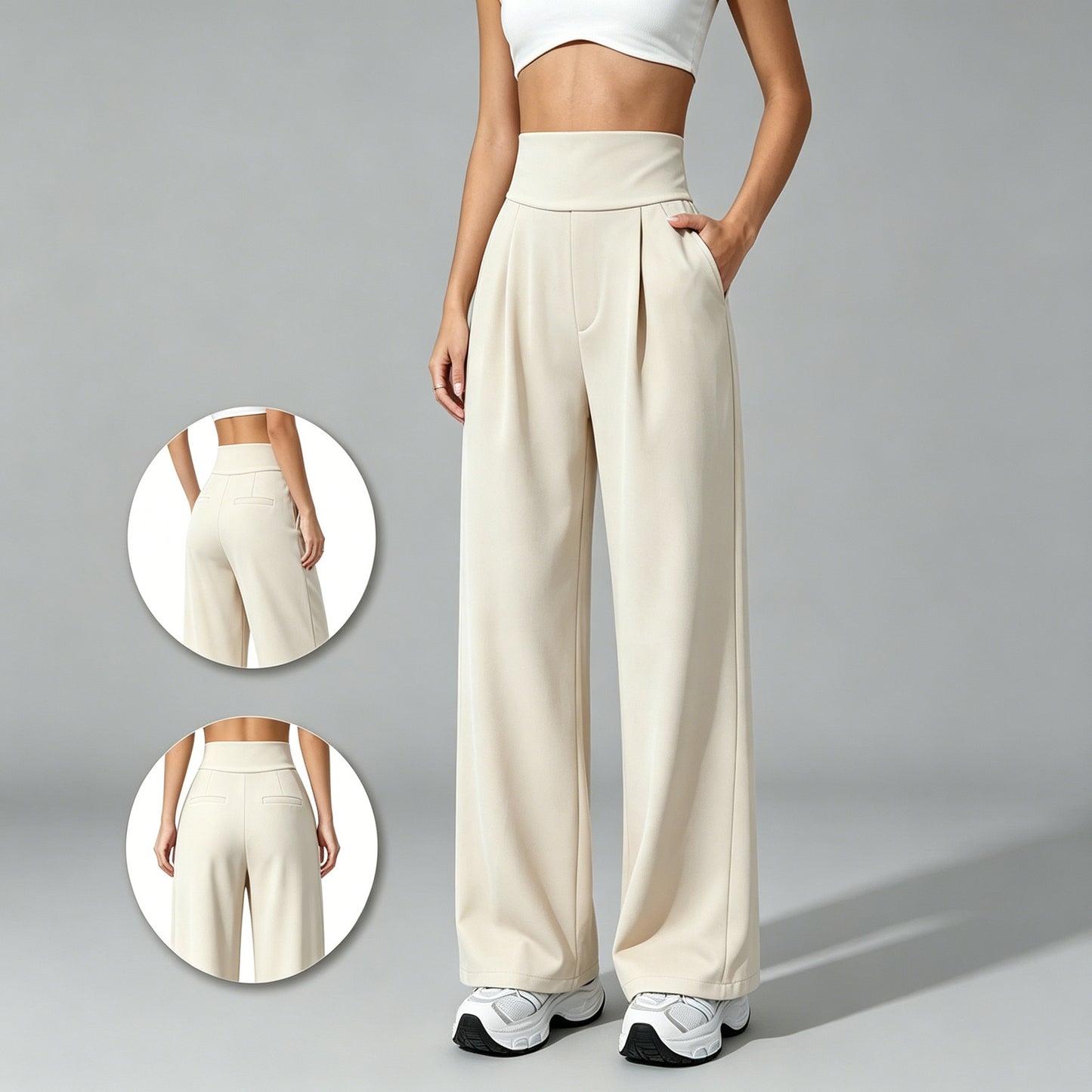 High Waisted Tummy Control Straight Leg Pants with Pockets