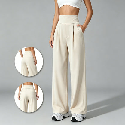 High Waisted Tummy Control Straight Leg Pants with Pockets