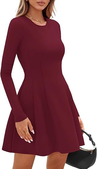 Women's Fall Casual Long Sleeve A-Line Knit Mini Dress