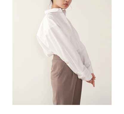Women’s Cotton Mid-Length Button-Up Shirt Loose Casual Top
