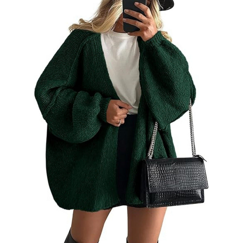 Women's Oversized Chunky Knit Open Front Cardigan Sweater