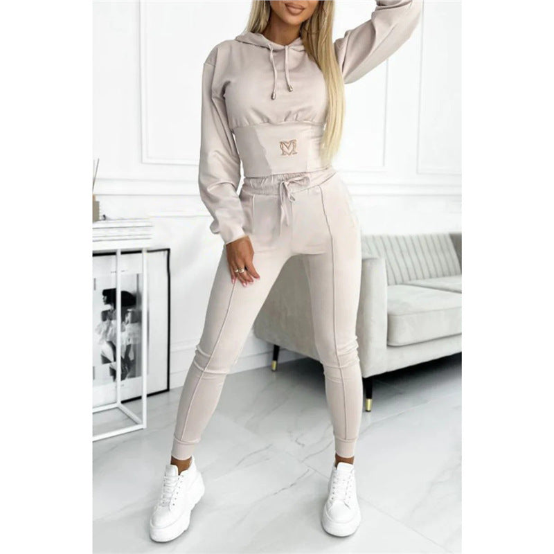 Women's Cinch Waist Hoodie Jogger 2pc Lounge Set