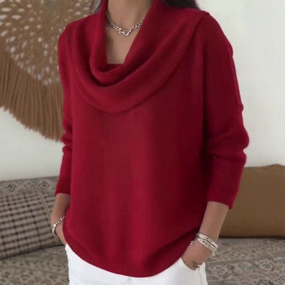 Women's Oversized Cowl Neck Knit Pullover Sweater
