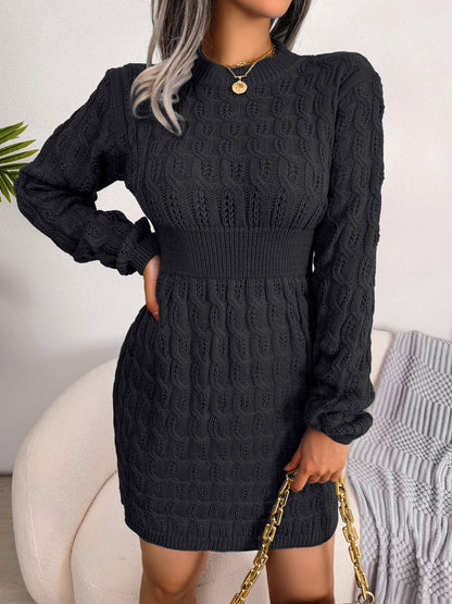 Blue Cable Knit Bodycon Sweater Dress – Fall Winter