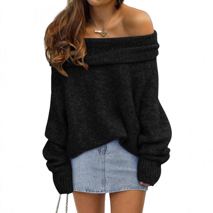 Women's Off Shoulder Batwing Oversized Chunky Knit Sweater