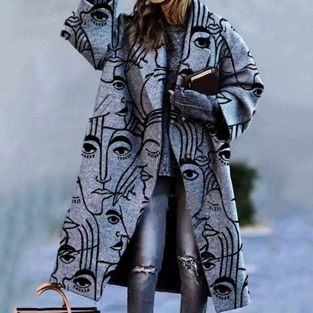 Women's Oversized Plaid Long Wool Blend Coat