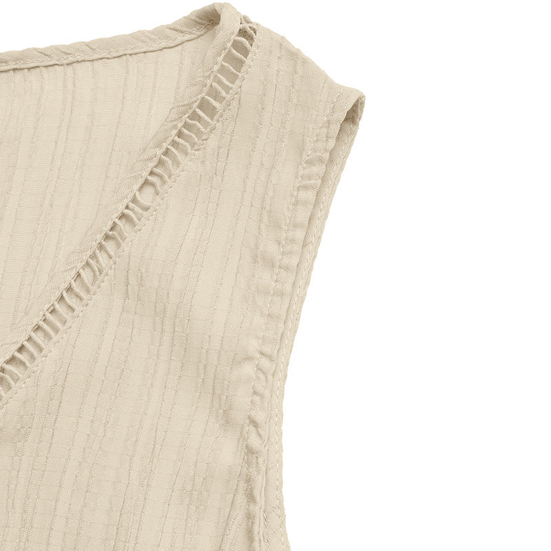 Sleeveless Wide Leg Jumpsuit Textured Summer Outfit