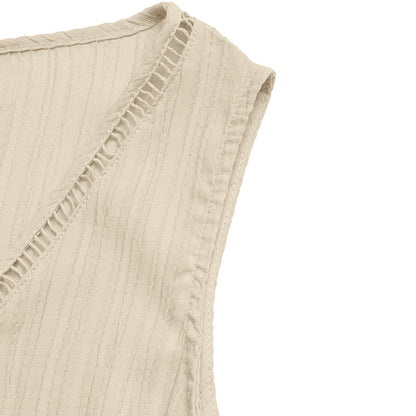 Sleeveless Wide Leg Jumpsuit Textured Summer Outfit