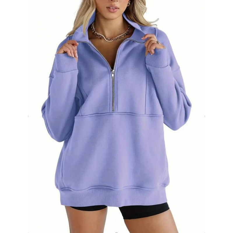 Women's Oversized Half Zip Fleece Pullover Sweatshirt