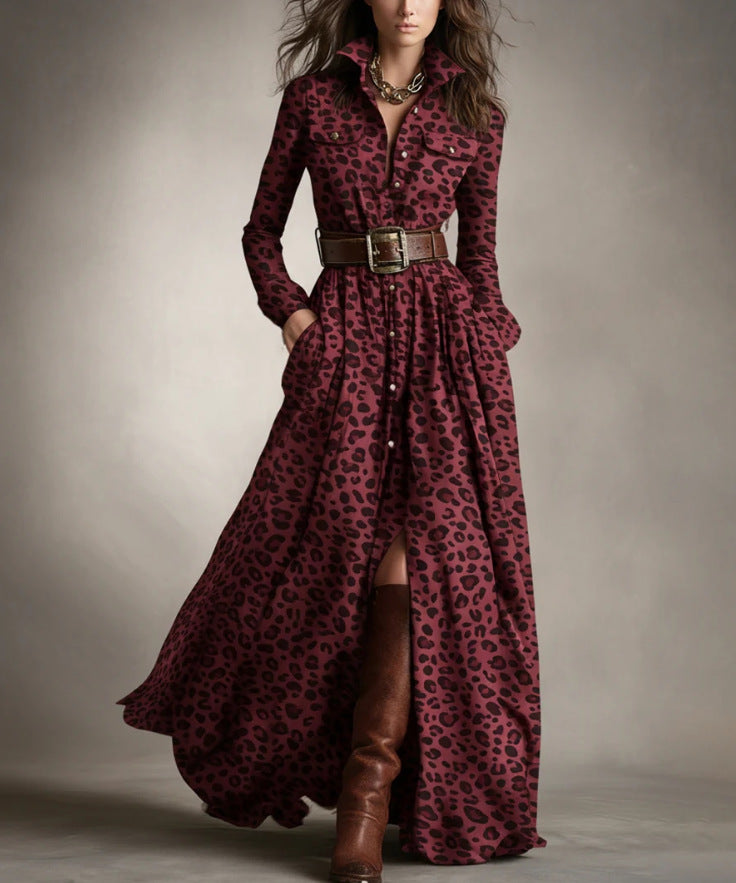 Plus Size Plaid Maxi Shirt Dress Belted Long Sleeve