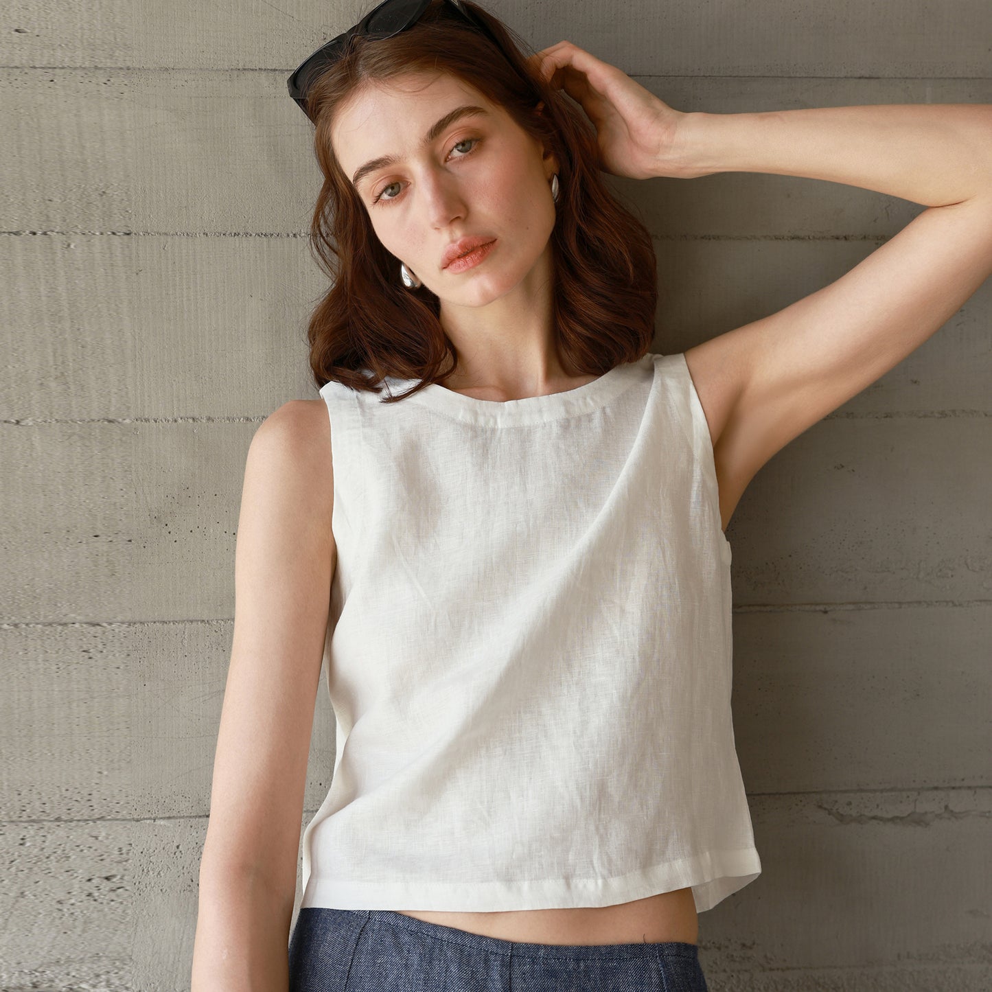 High-End Linen Vest Top Womens Reversible Sleeveless Casual