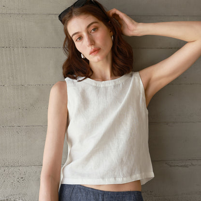 High-End Linen Vest Top Womens Reversible Sleeveless Casual