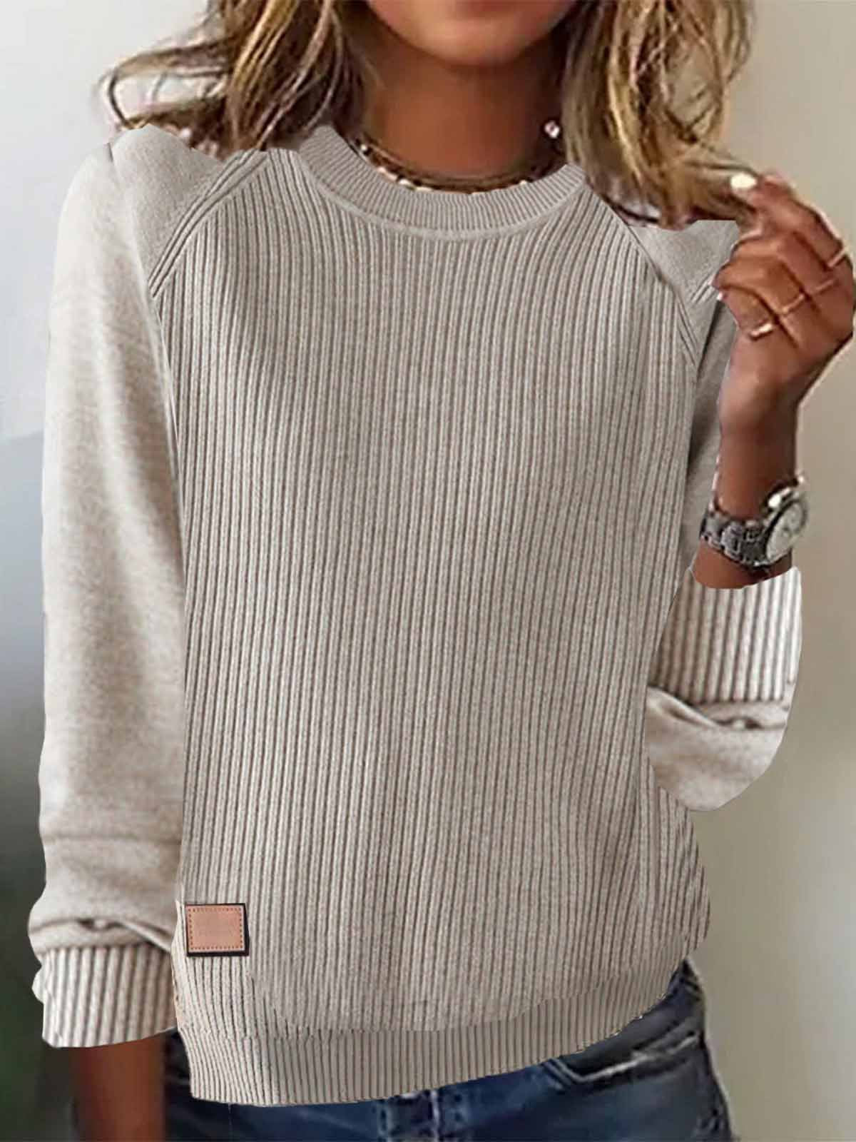 Women's Oversized Crewneck Ribbed Pullover Sweater