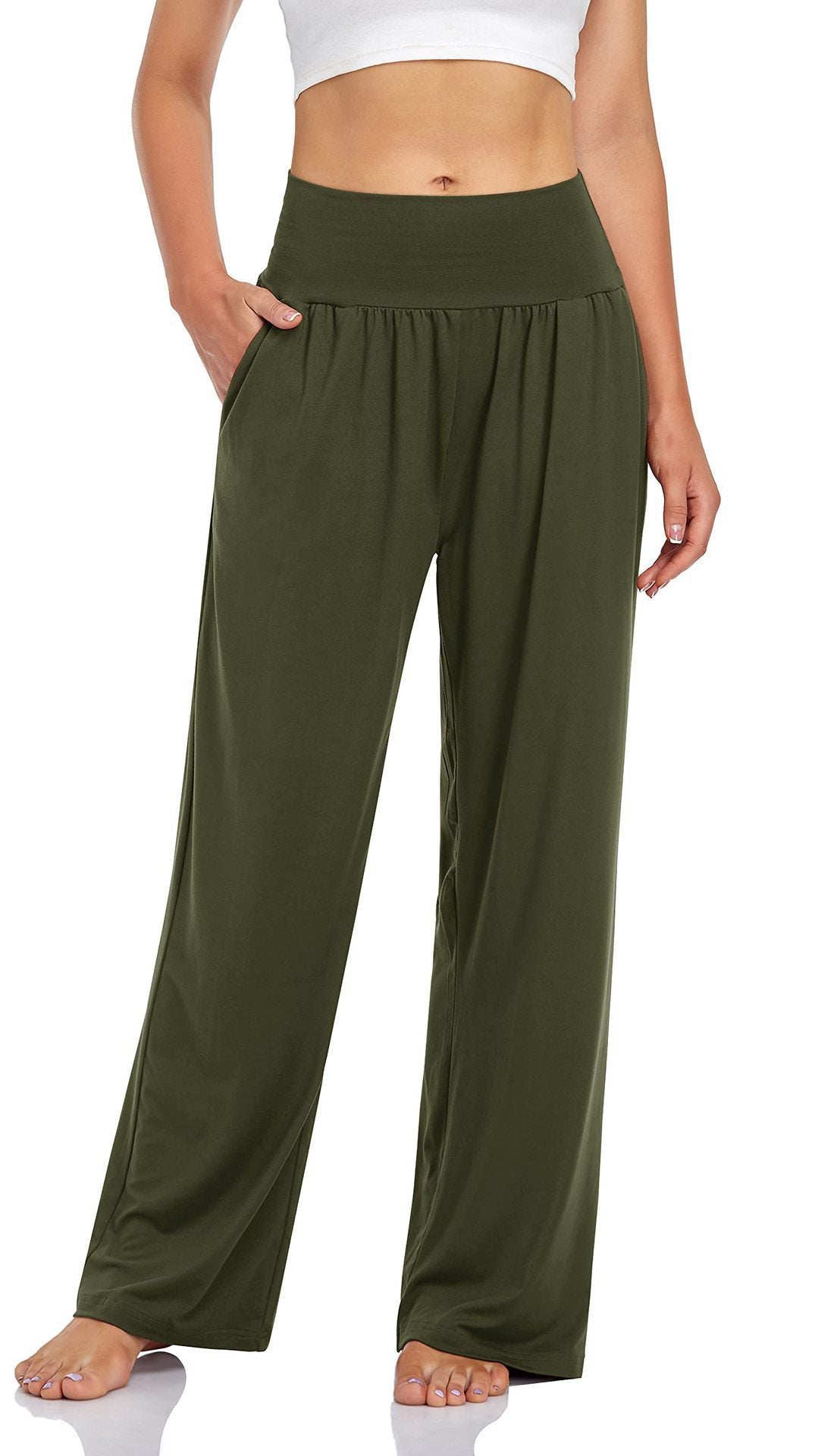 Women's High Waisted Wide Leg Yoga Pants with Pockets