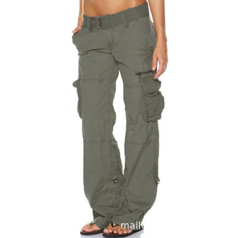 Womens Wide Leg Cargo Pants Vintage Loose Fit Cotton