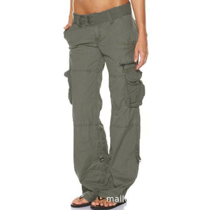 Womens Wide Leg Cargo Pants Vintage Loose Fit Cotton