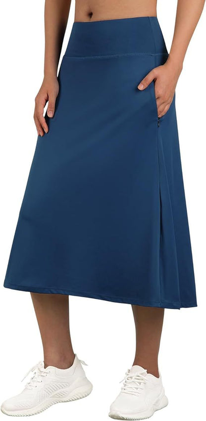 Women's High-Waisted A-Line Skirt with Pockets – Casual Sports Skirt