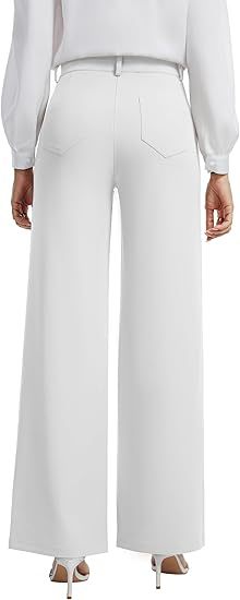 Women's High Waist Wide Leg Dress Pants Stretch Pockets