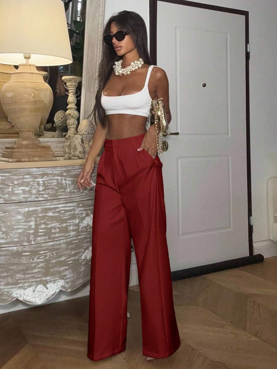 High Waisted Wide Leg Dress Pants Casual Work Trousers
