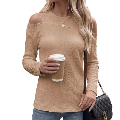 Women's Cold Shoulder Long Sleeve Tunic Top Loose Casual