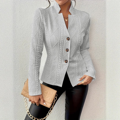 Women's Textured Button Front Blazer Jacket