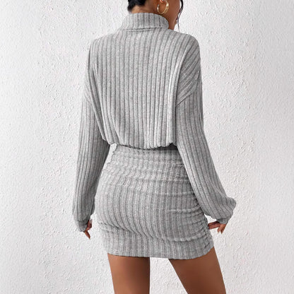 Women's Ribbed Turtleneck Bodycon Mini Sweater Dress