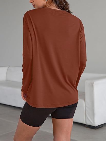 Women's Oversized Long Sleeve Crew Neck Boyfriend Tee