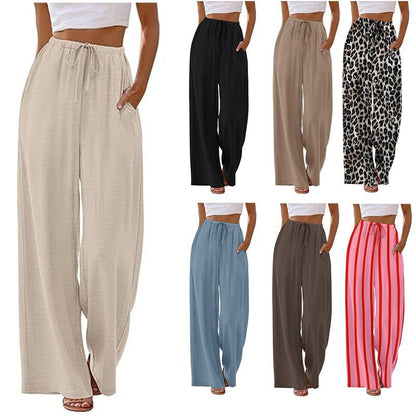 Women's Wide Leg Palazzo Pants Drawstring Waist with Pockets