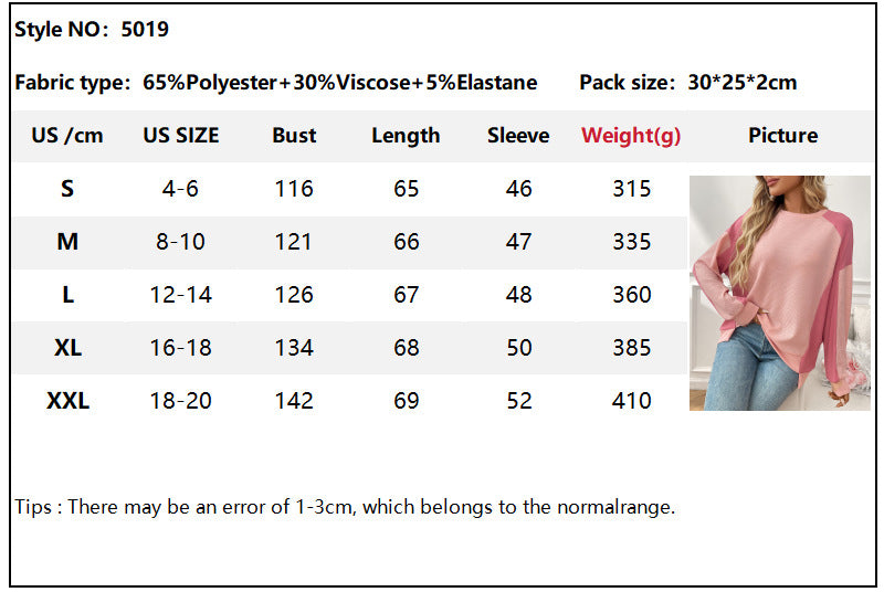 Color Block Waffle Knit Long Sleeve Pullover Top