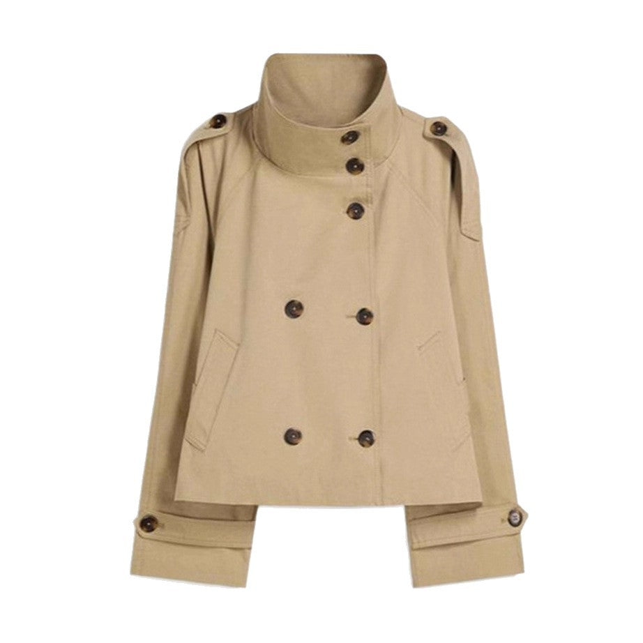 Women's Belted Double Breasted Cropped Trench Coat
