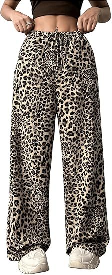 Low-Waist Leopard Print Wide-Leg Pants – Edgy Streetwear for Women
