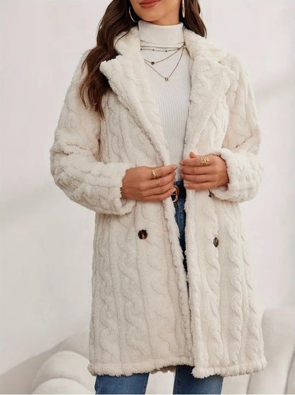 Women's Double Breasted Wool Blend Mid-Length Coat