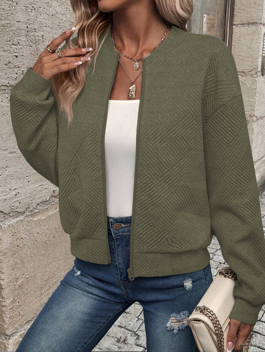 Women's Casual Quilted Zip Up Bomber Jacket
