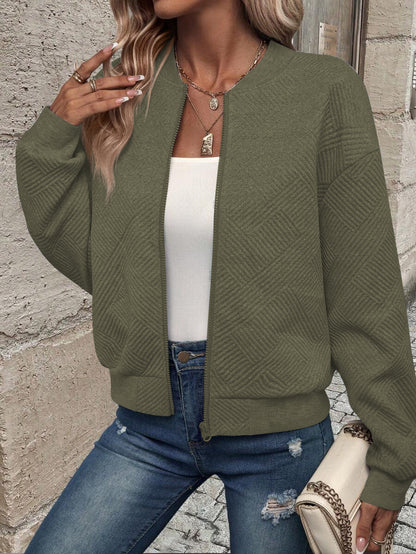 Women's Casual Quilted Zip Up Bomber Jacket