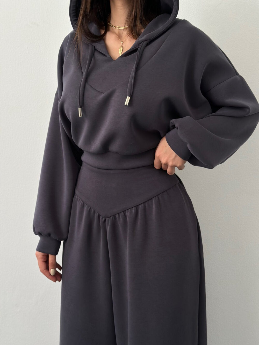Women's V Neck Hoodie Wide Leg Sweatpants Lounge Set
