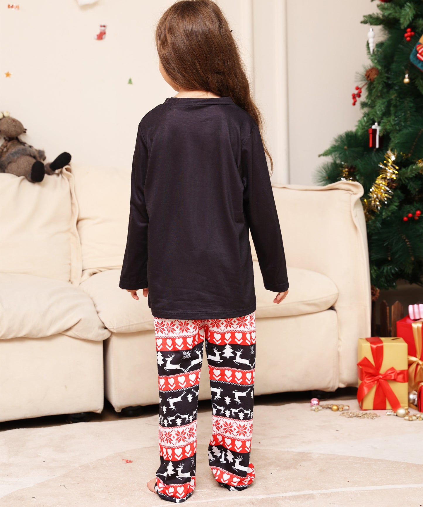 Alphabet Snowflake Deer Parent-Child Wear Printed Loungewear Christmas Pajamas