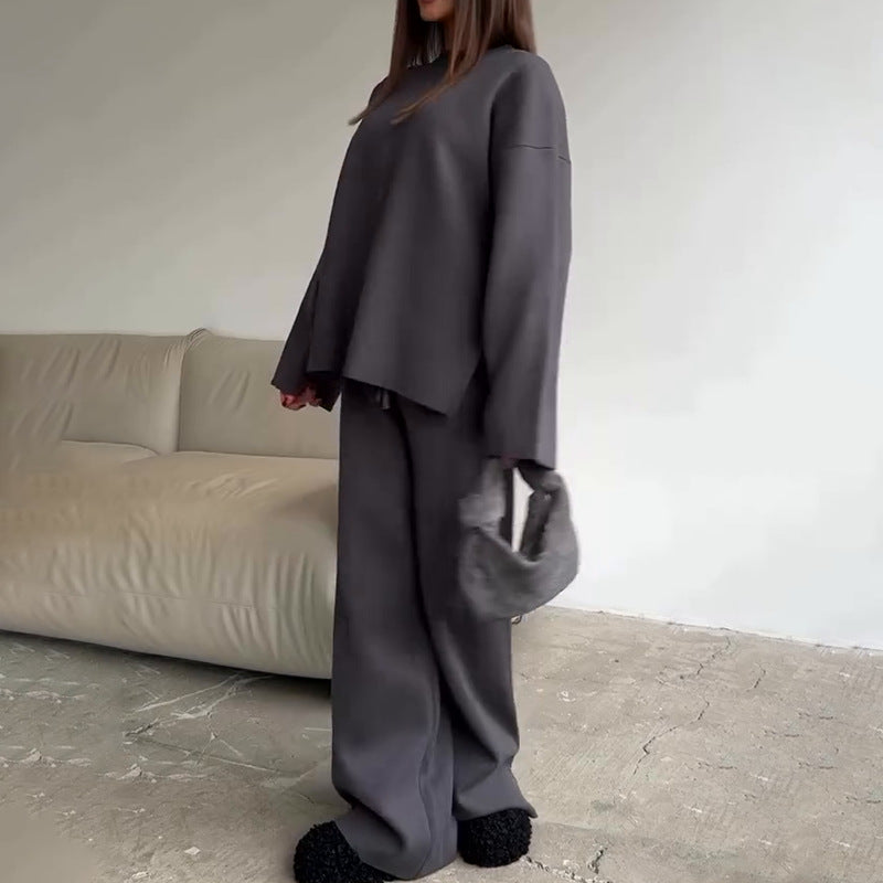 Women's Ribbed Sweater Wide Leg Pants Matching Lounge Set