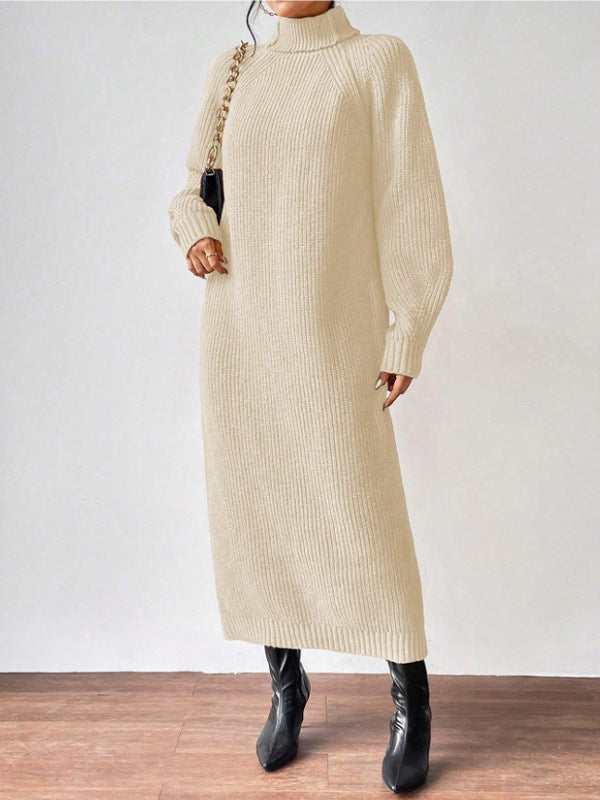Ribbed Turtleneck Maxi Sweater Dress