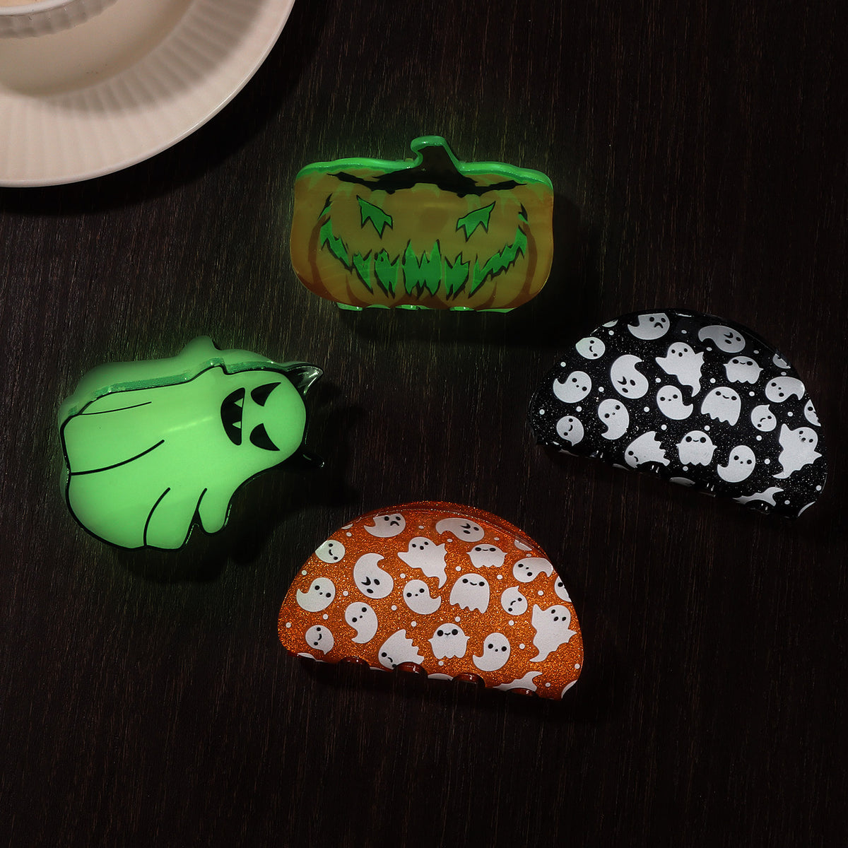 Halloween Ghost Pumpkin Claw Clips Spooky Cute
