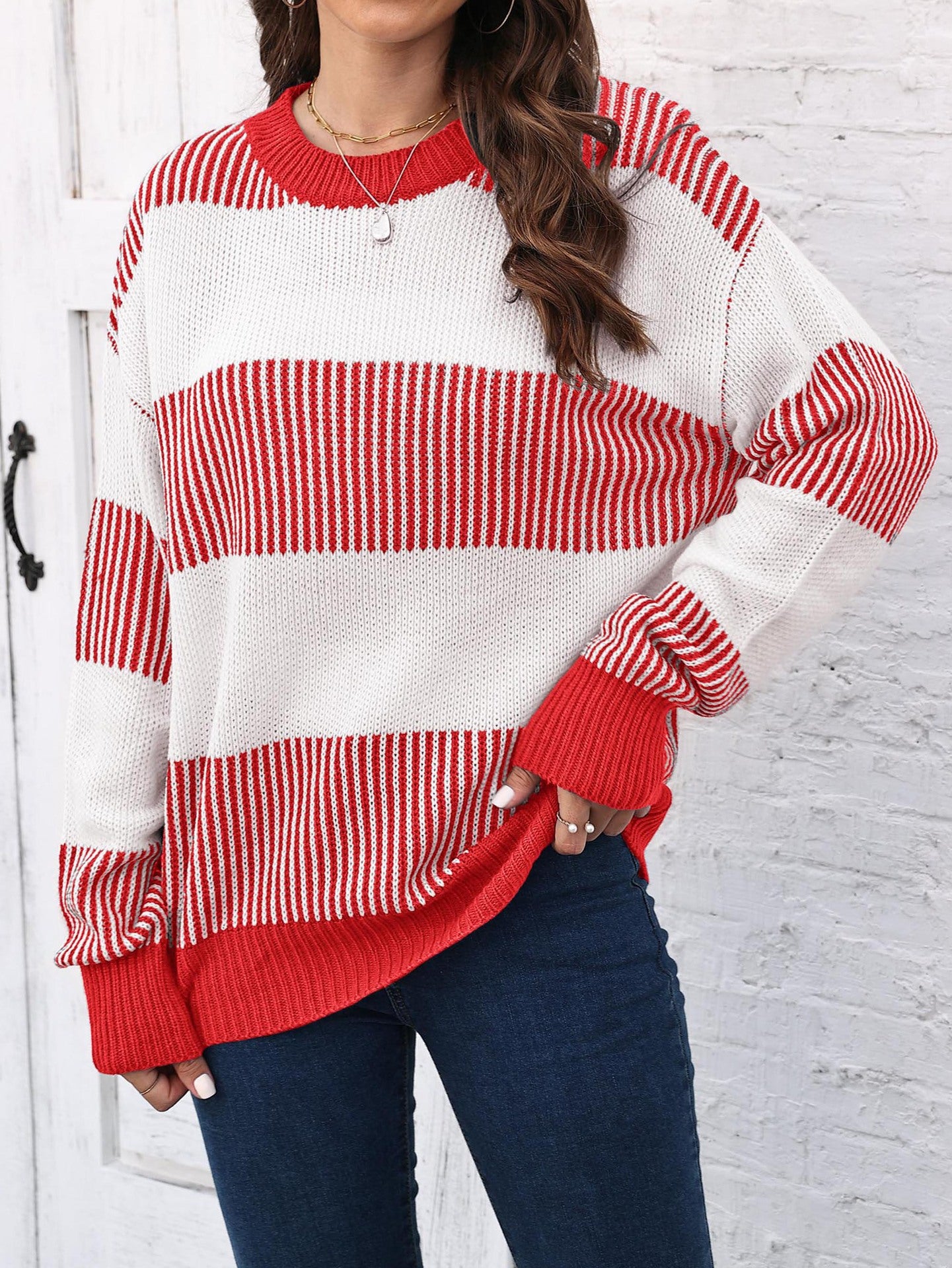 Plus Size Colorblock Striped Sweater | Cozy Fall/Winter Knit